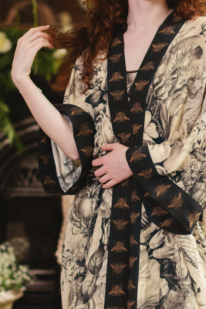 Preorder Ships In November Honey & The Moon Opera Duster Kimono Robe w/ Florals & Bees - Boho Wanderlust Boutique Market of Stars (USA)