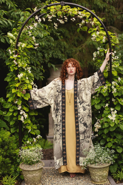 Preorder Ships In November Honey & The Moon Opera Duster Kimono Robe w/ Florals & Bees - Boho Wanderlust Boutique Market of Stars (USA)