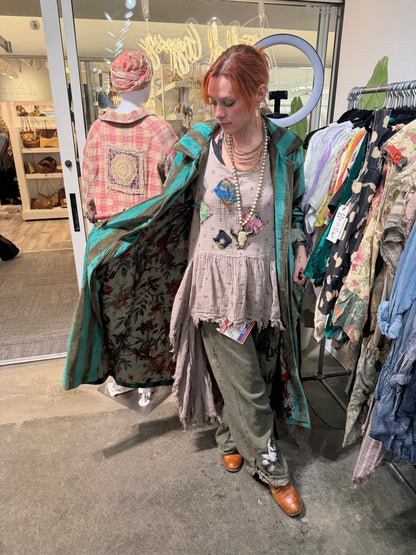 Preorder Ships In November In Your Lane Coat- Olive Stripe - Boho Wanderlust Boutique Jaded Gypsy