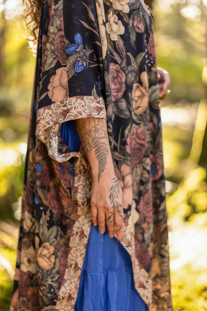 Preorder Ships In November Lionheart Bohemian Goddess Starduster Kimono with botanicals - Boho Wanderlust Boutique Market of Stars (USA)