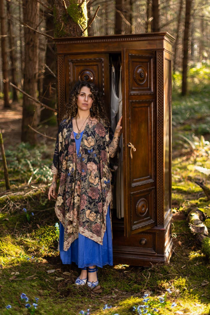 Preorder Ships In November Lionheart Bohemian Goddess Starduster Kimono with botanicals - Boho Wanderlust Boutique Market of Stars (USA)