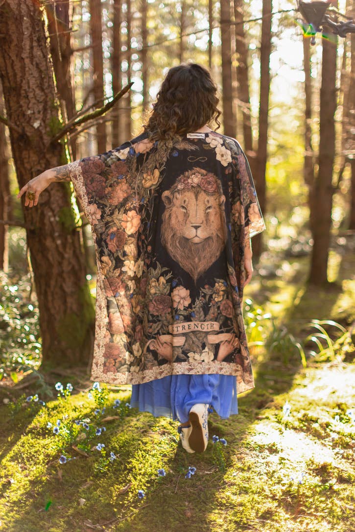 Preorder Ships In November Lionheart Bohemian Goddess Starduster Kimono with botanicals - Boho Wanderlust Boutique Market of Stars (USA)