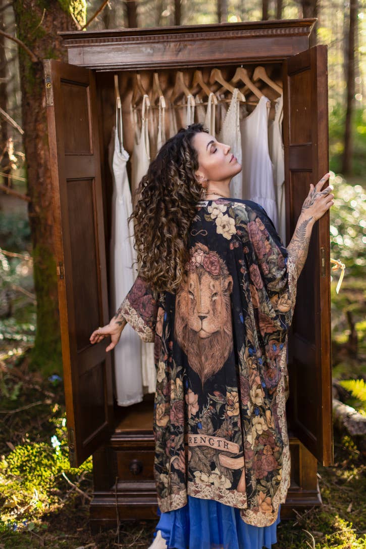 Preorder Ships In November Lionheart Bohemian Goddess Starduster Kimono with botanicals - Boho Wanderlust Boutique Market of Stars (USA)