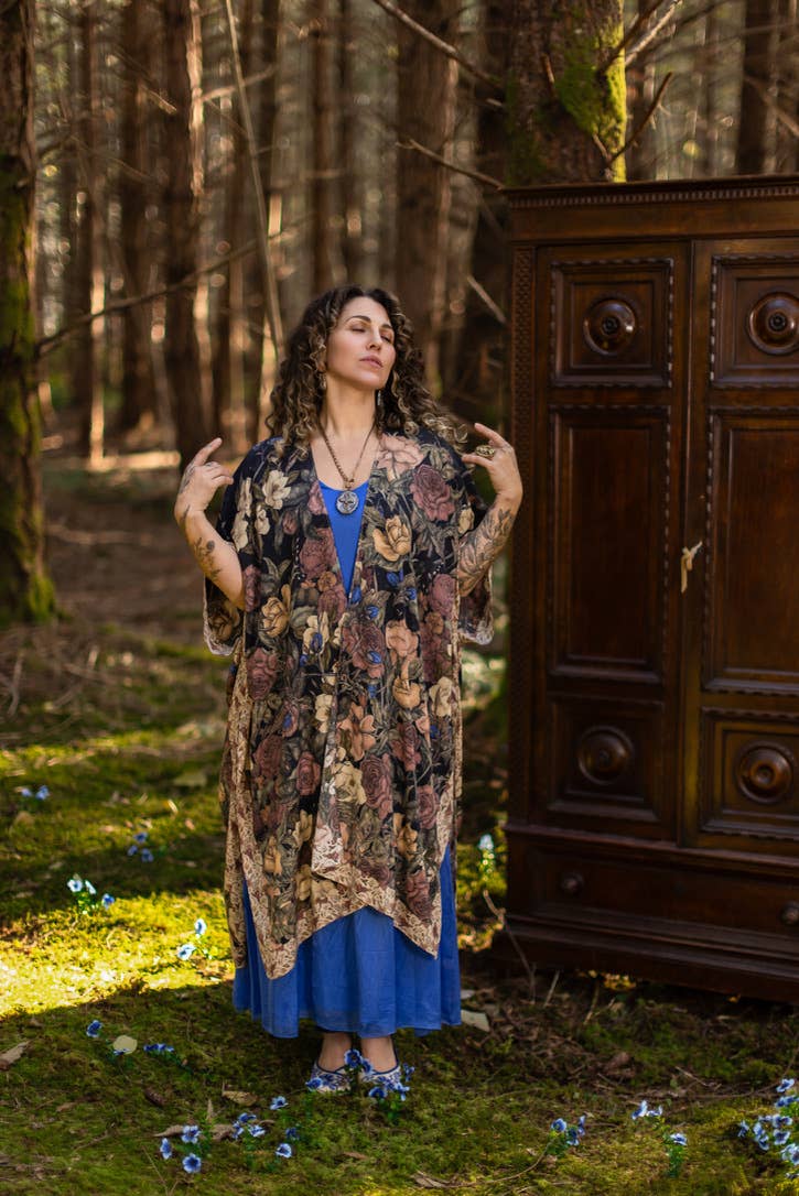 Preorder Ships In November Lionheart Bohemian Goddess Starduster Kimono with botanicals - Boho Wanderlust Boutique Market of Stars (USA)