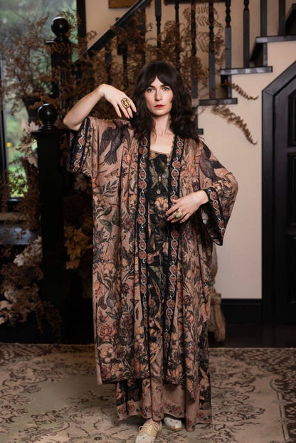 Preorder Ships in November Momento Opera Duster Kimono Robe w/ Starling & Skull - Boho Wanderlust Boutique Market of Stars (USA)