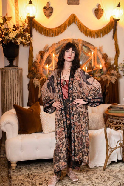 Preorder Ships in November Momento Opera Duster Kimono Robe w/ Starling & Skull - Boho Wanderlust Boutique Market of Stars (USA)