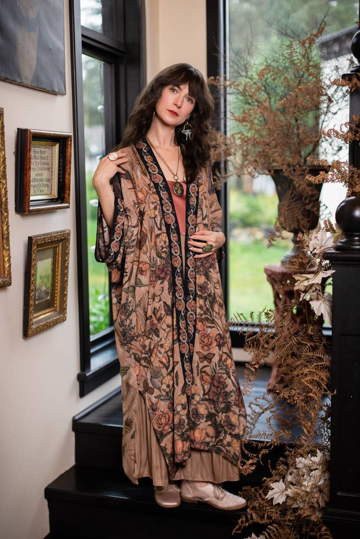 Preorder Ships in November Momento Opera Duster Kimono Robe w/ Starling & Skull - Boho Wanderlust Boutique Market of Stars (USA)