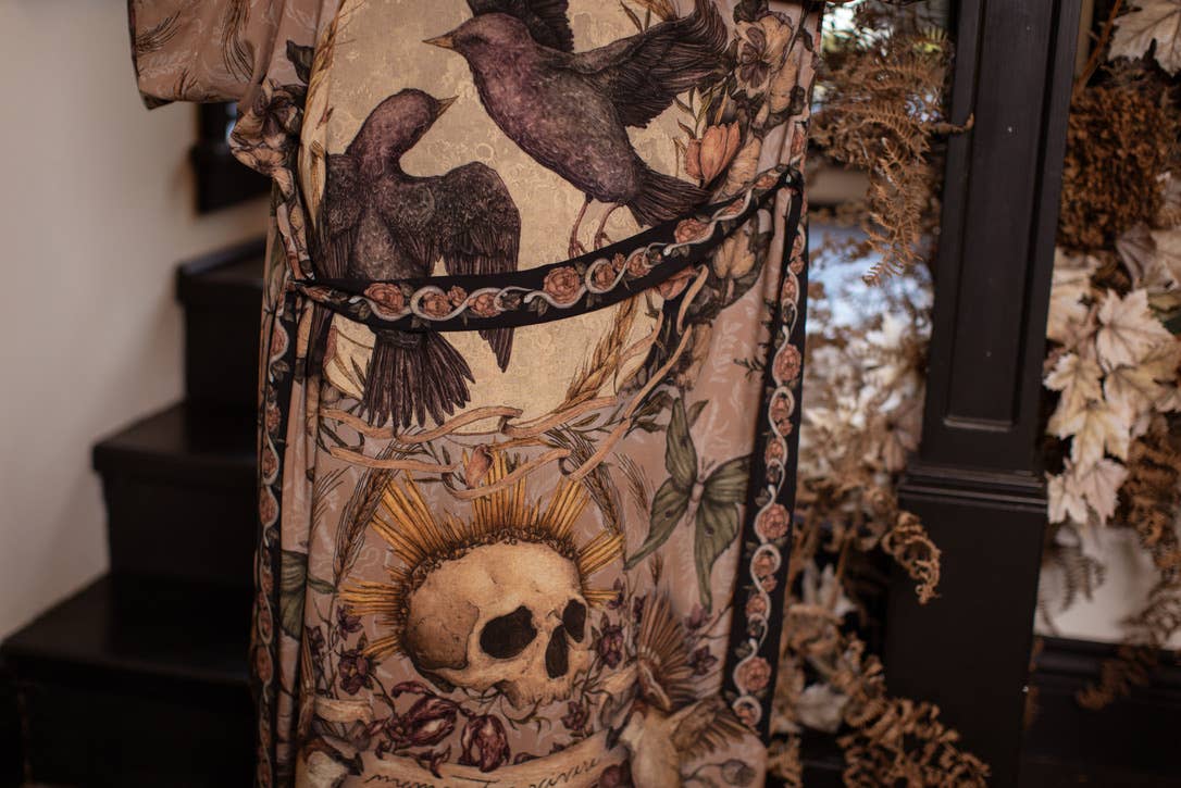 Preorder Ships in November Momento Opera Duster Kimono Robe w/ Starling & Skull - Boho Wanderlust Boutique Market of Stars (USA)