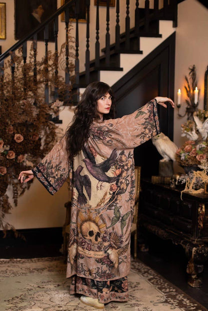Preorder Ships in November Momento Opera Duster Kimono Robe w/ Starling & Skull - Boho Wanderlust Boutique Market of Stars (USA)