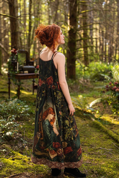 Preorder Ships in November Solstice Bohéme Long Maxi Slip Dress w/ Persephone and Moon - Boho Wanderlust Boutique Market of Stars (USA)