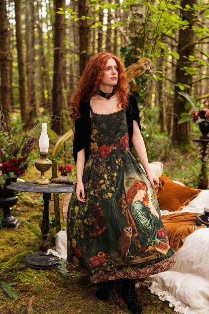 Preorder Ships in November Solstice Bohéme Long Maxi Slip Dress w/ Persephone and Moon - Boho Wanderlust Boutique Market of Stars (USA)