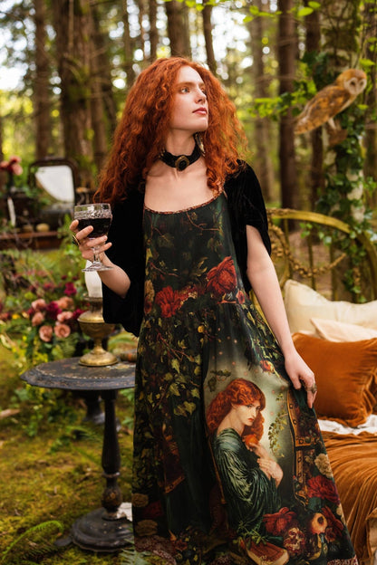 Preorder Ships in November Solstice Bohéme Long Maxi Slip Dress w/ Persephone and Moon - Boho Wanderlust Boutique Market of Stars (USA)