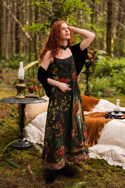 Preorder Ships in November Solstice Bohéme Long Maxi Slip Dress w/ Persephone and Moon - Boho Wanderlust Boutique Market of Stars (USA)