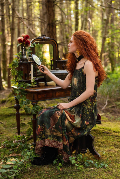 Preorder Ships in November Solstice Bohéme Long Maxi Slip Dress w/ Persephone and Moon - Boho Wanderlust Boutique Market of Stars (USA)