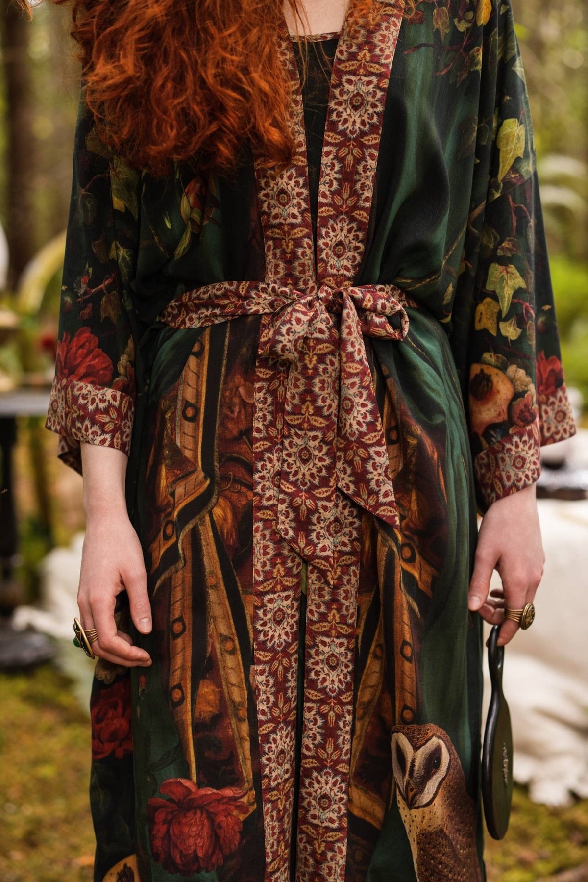 Preorder Ships In November Solstice Opera Duster Kimono Robe ft. Persephone, Moon & Owl - Boho Wanderlust Boutique Market of Stars (USA)
