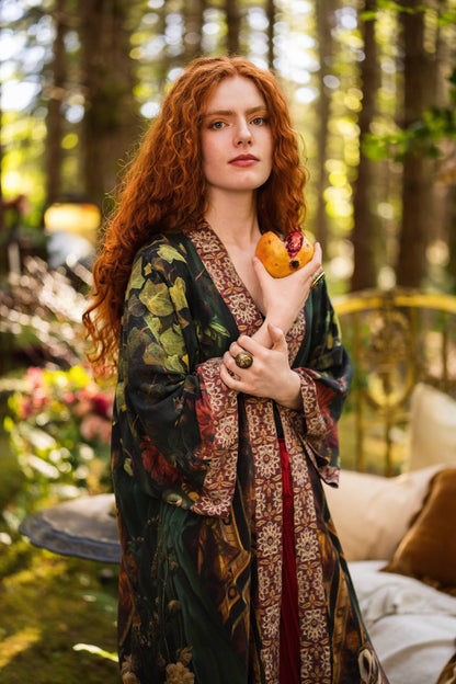 Preorder Ships In November Solstice Opera Duster Kimono Robe ft. Persephone, Moon & Owl - Boho Wanderlust Boutique Market of Stars (USA)
