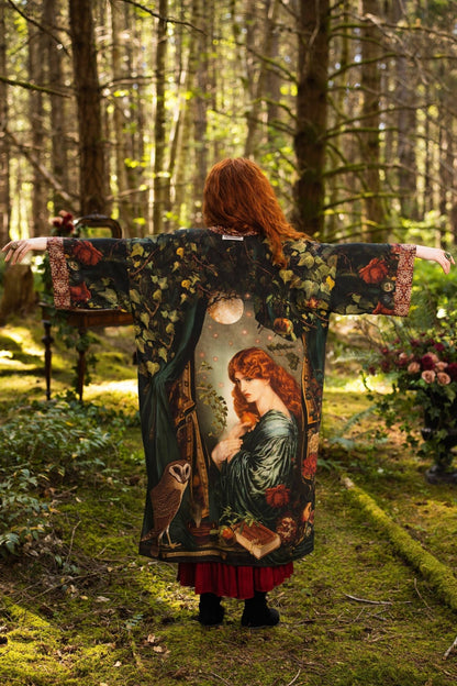 Preorder Ships In November Solstice Opera Duster Kimono Robe ft. Persephone, Moon & Owl - Boho Wanderlust Boutique Market of Stars (USA)