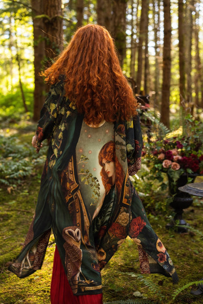 Preorder Ships In November Solstice Opera Duster Kimono Robe ft. Persephone, Moon & Owl - Boho Wanderlust Boutique Market of Stars (USA)
