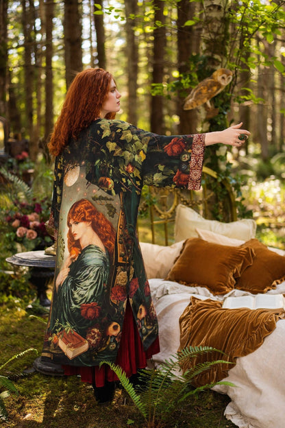 Preorder Ships In November Solstice Opera Duster Kimono Robe ft. Persephone, Moon & Owl - Boho Wanderlust Boutique Market of Stars (USA)