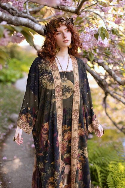 Preorder Ships in November The Messenger Opera Duster Robe w/ Joan of Arc & Florals - Boho Wanderlust Boutique Market of Stars (USA)