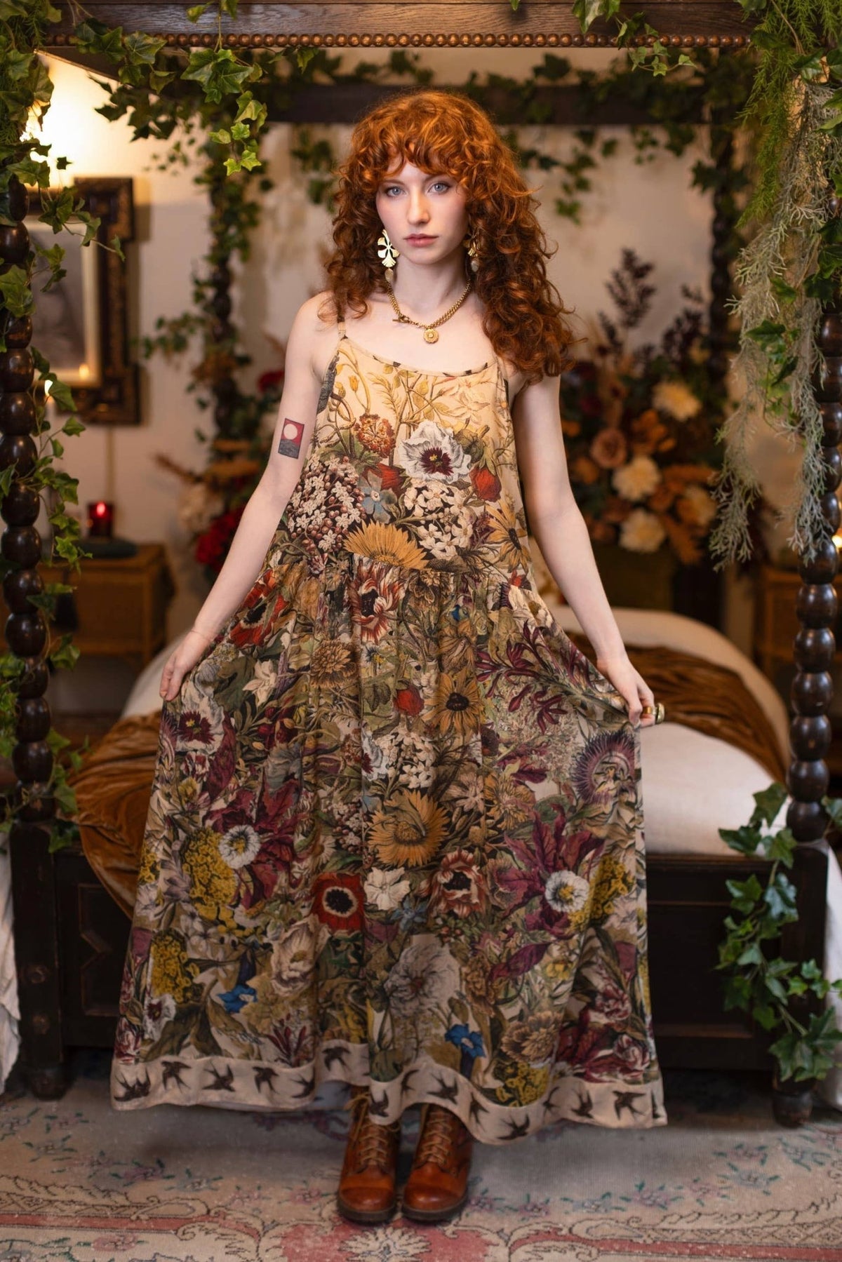 Preorder Ships November Golden Hour Bohéme Long Maxi Slip Dress w/ Floral Print - Boho Wanderlust Boutique Market of Stars (USA)