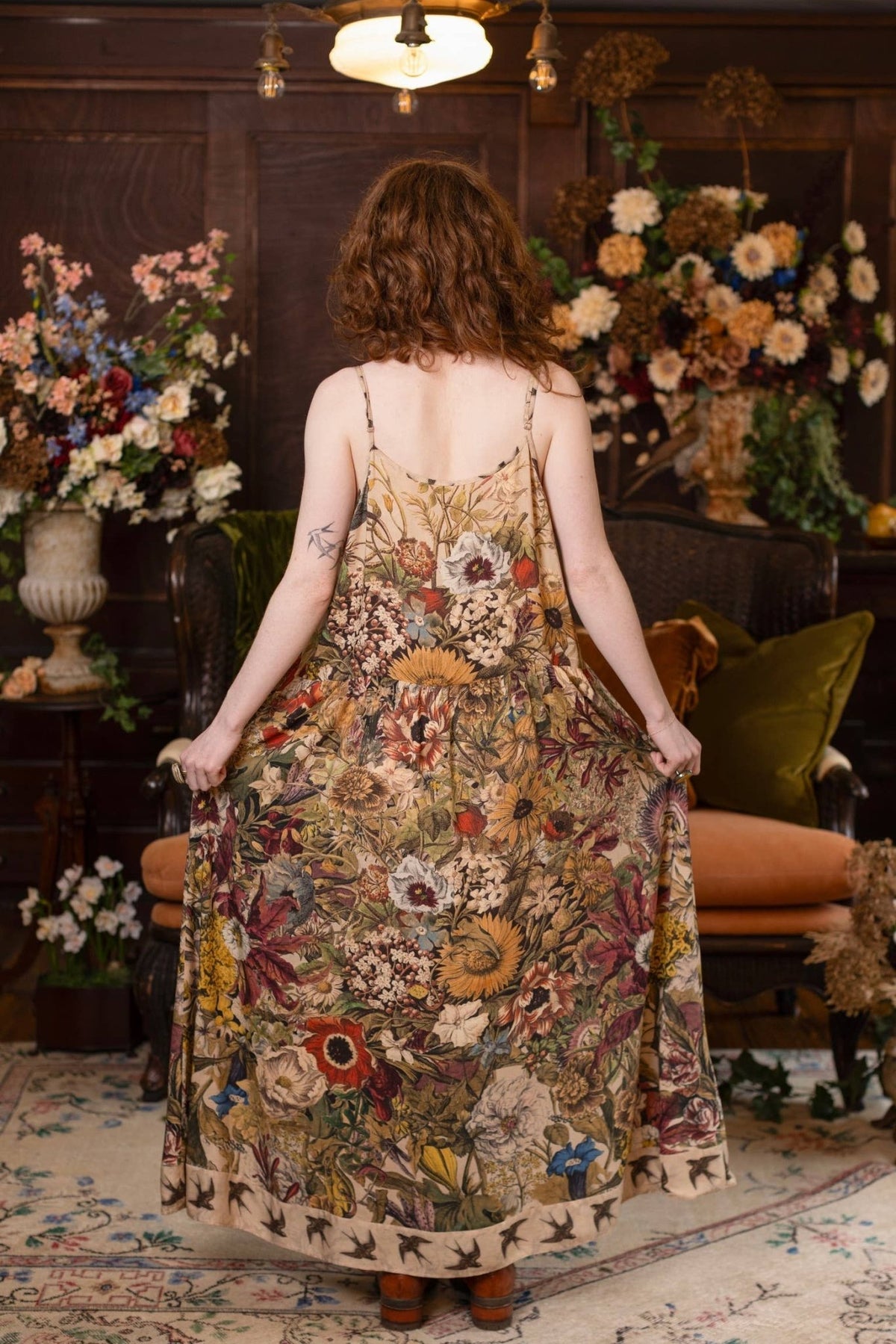 Preorder Ships November Golden Hour Bohéme Long Maxi Slip Dress w/ Floral Print - Boho Wanderlust Boutique Market of Stars (USA)