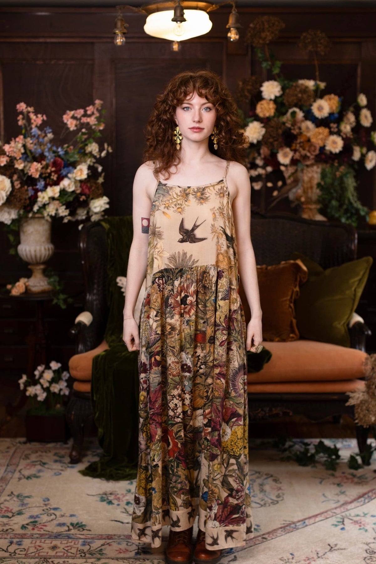 Preorder Ships November Golden Hour Bohéme Long Maxi Slip Dress w/ Floral Print - Boho Wanderlust Boutique Market of Stars (USA)