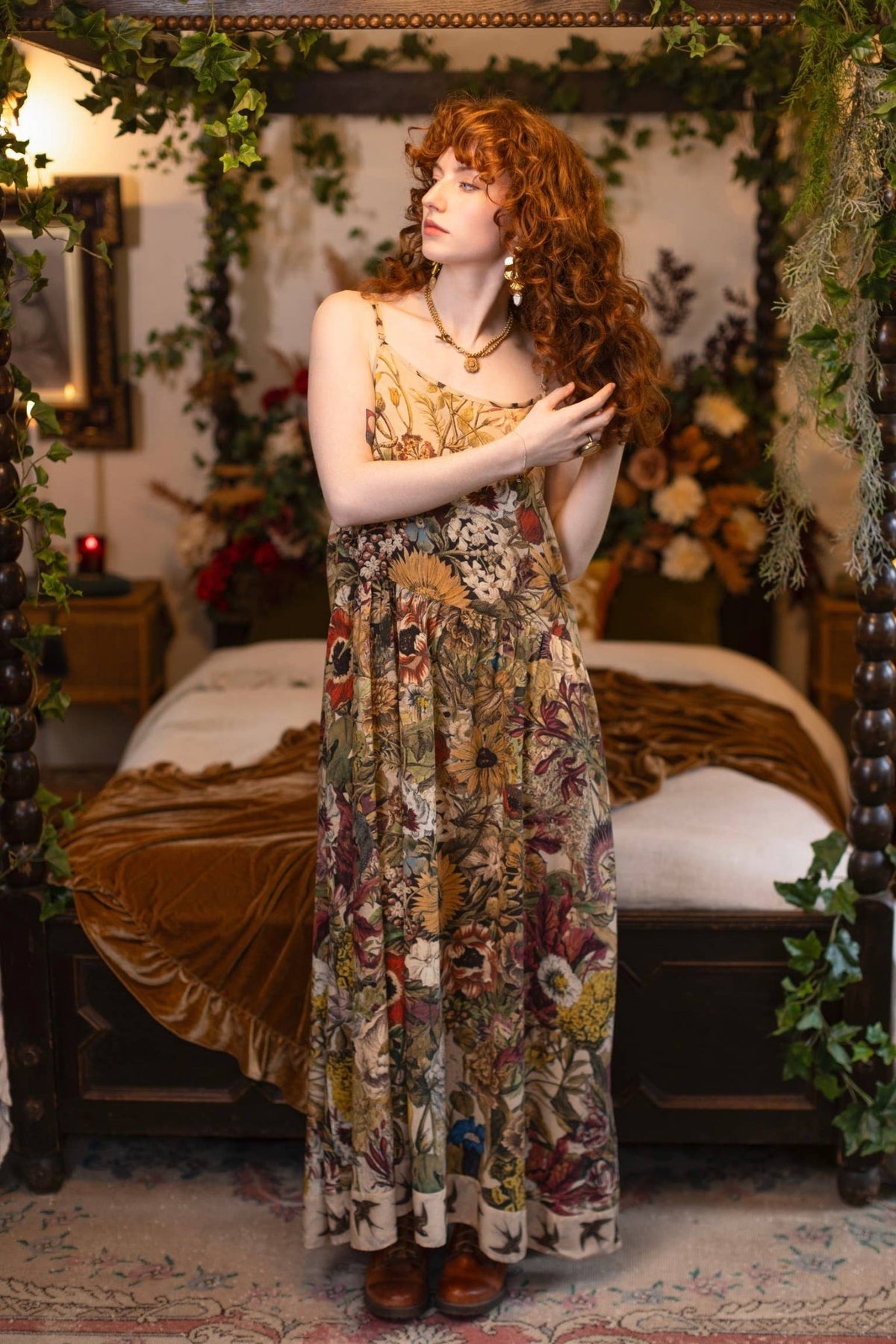 Preorder Ships November Golden Hour Bohéme Long Maxi Slip Dress w/ Floral Print - Boho Wanderlust Boutique Market of Stars (USA)