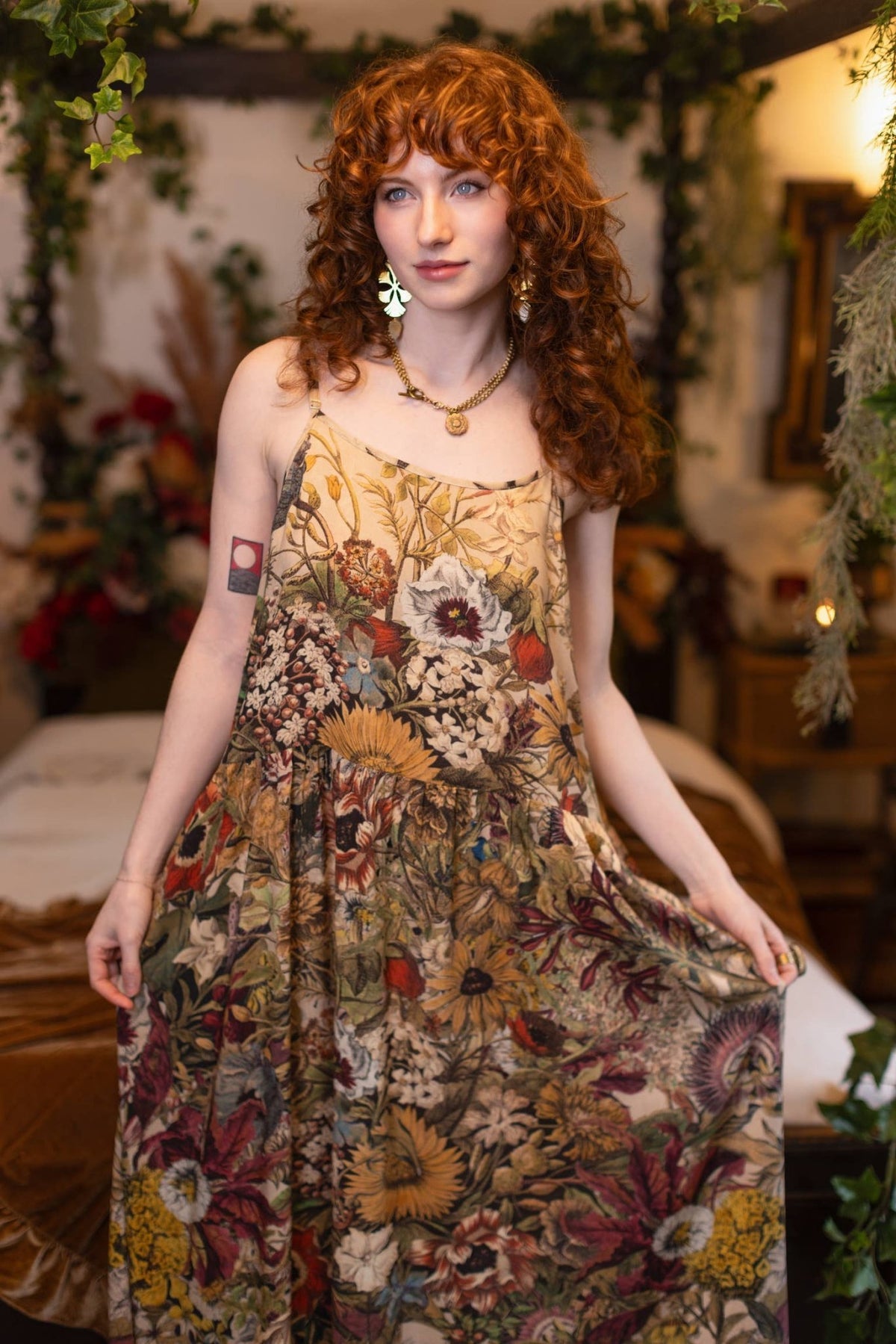 Preorder Ships November Golden Hour Bohéme Long Maxi Slip Dress w/ Floral Print - Boho Wanderlust Boutique Market of Stars (USA)
