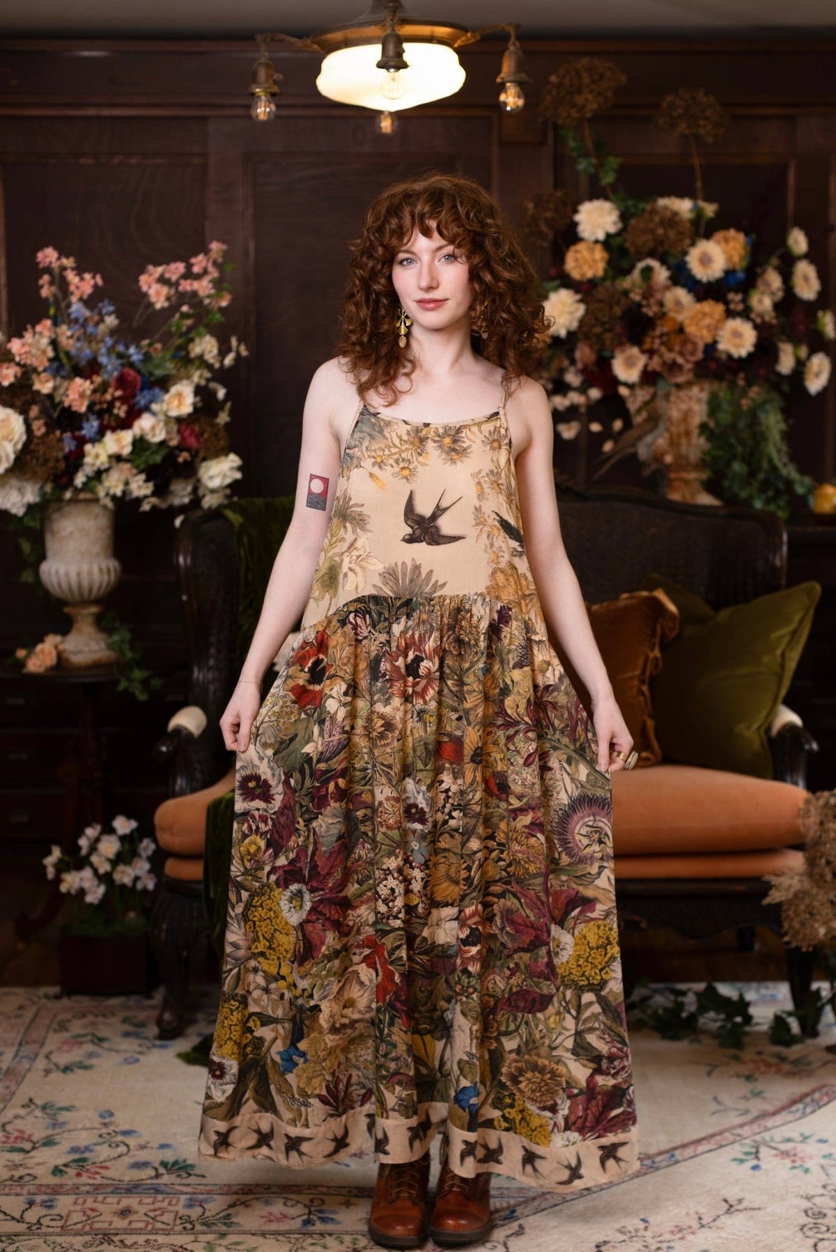 Preorder Ships November Golden Hour Bohéme Long Maxi Slip Dress w/ Floral Print - Boho Wanderlust Boutique Market of Stars (USA)
