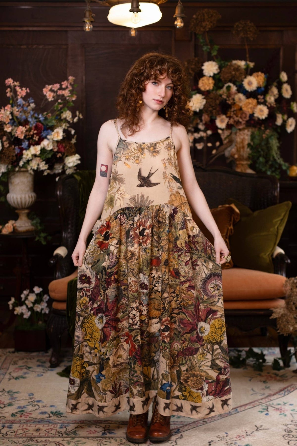 Preorder Ships November Golden Hour Bohéme Long Maxi Slip Dress w/ Floral Print - Boho Wanderlust Boutique Market of Stars (USA)