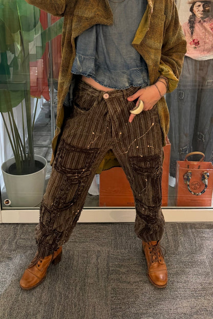 Preorder Ships Out December Traveling On Pant Chocolate Stripe - Boho Wanderlust Boutique Jaded Gypsy