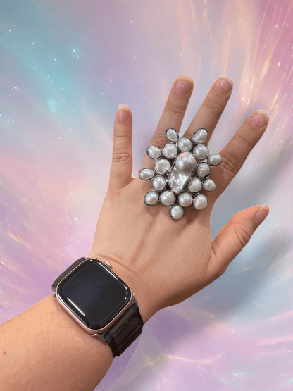 Preorder - Silver Baroque Pearl Adjustable Ring - ivyandlavyboutique A Rare Bird Shop