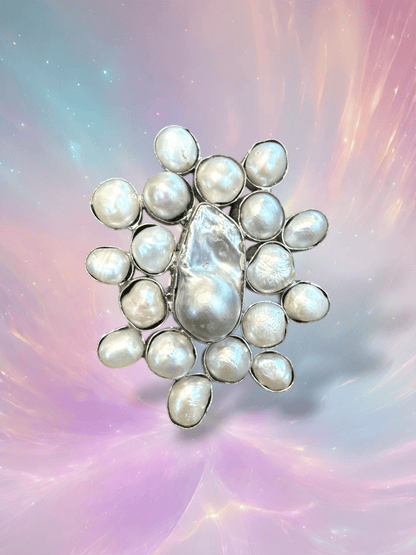 Preorder - Silver Baroque Pearl Adjustable Ring - ivyandlavyboutique A Rare Bird Shop