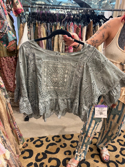 Preorder - Softly Worn Eyelet Top - ivyandlavyboutique Jaded Gypsy