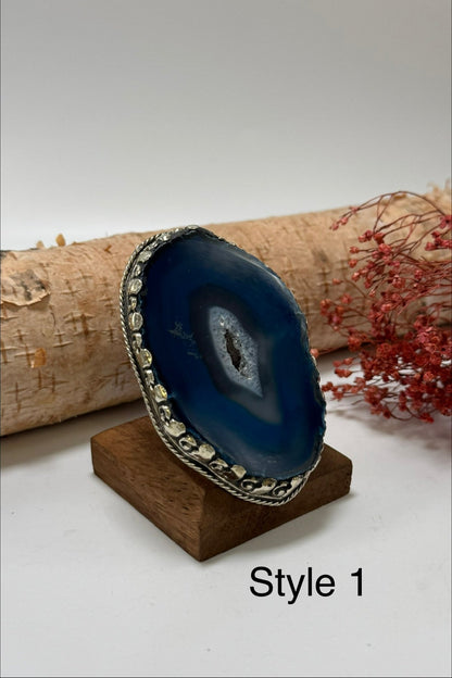 Pretty in Blue Geode Slab Ring - ivyandlavyboutique ivyandlavyboutique