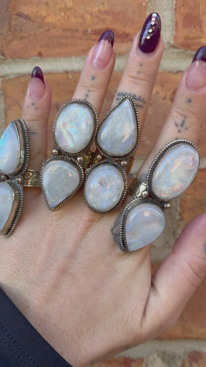 Double Stack Moonstone Ring