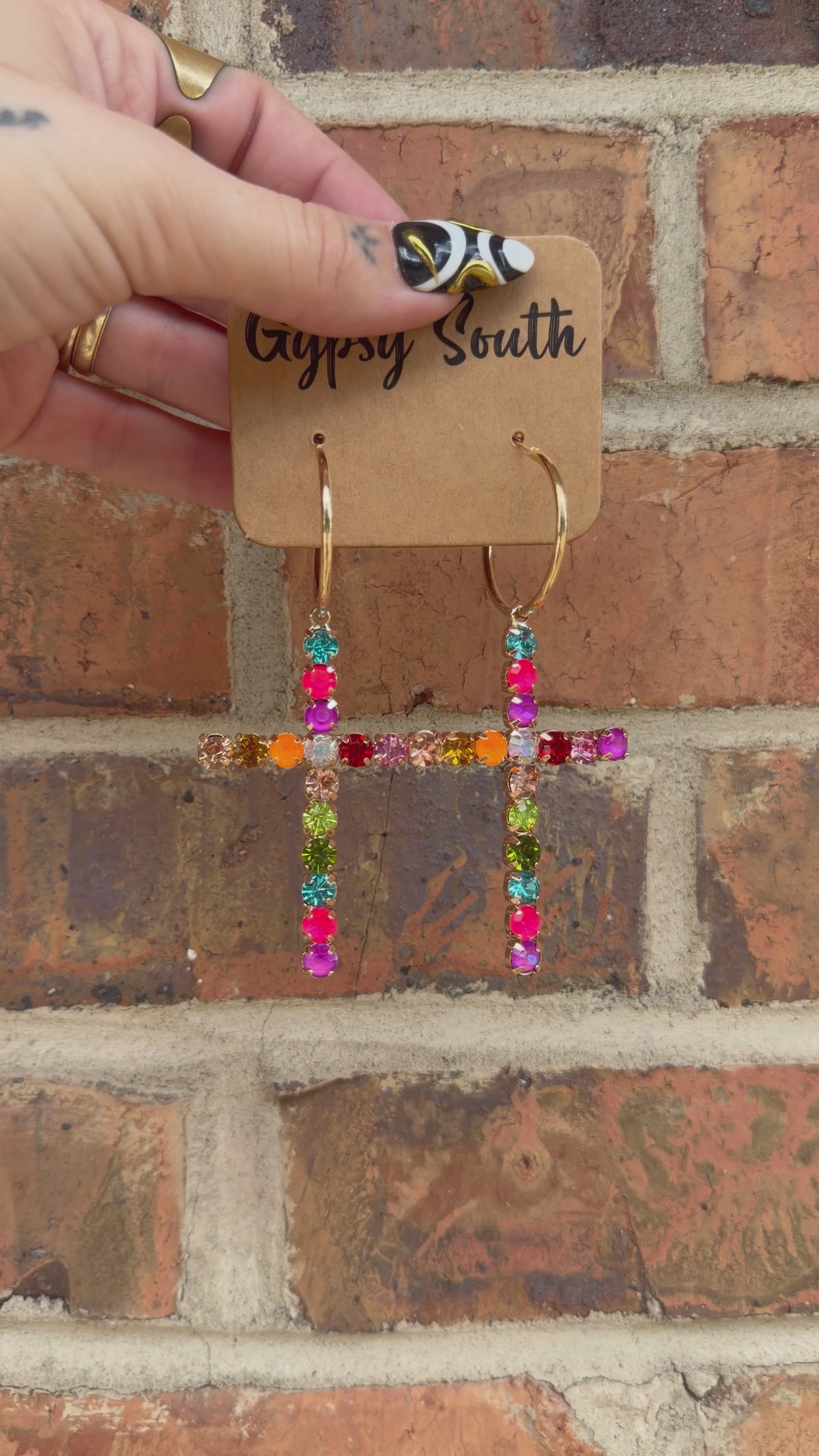 Dangle Drop Rhinestone Cross