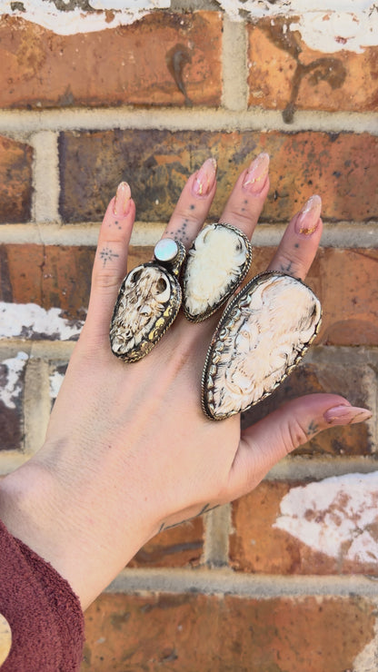 Carved Bison w/ Turquoise Ring