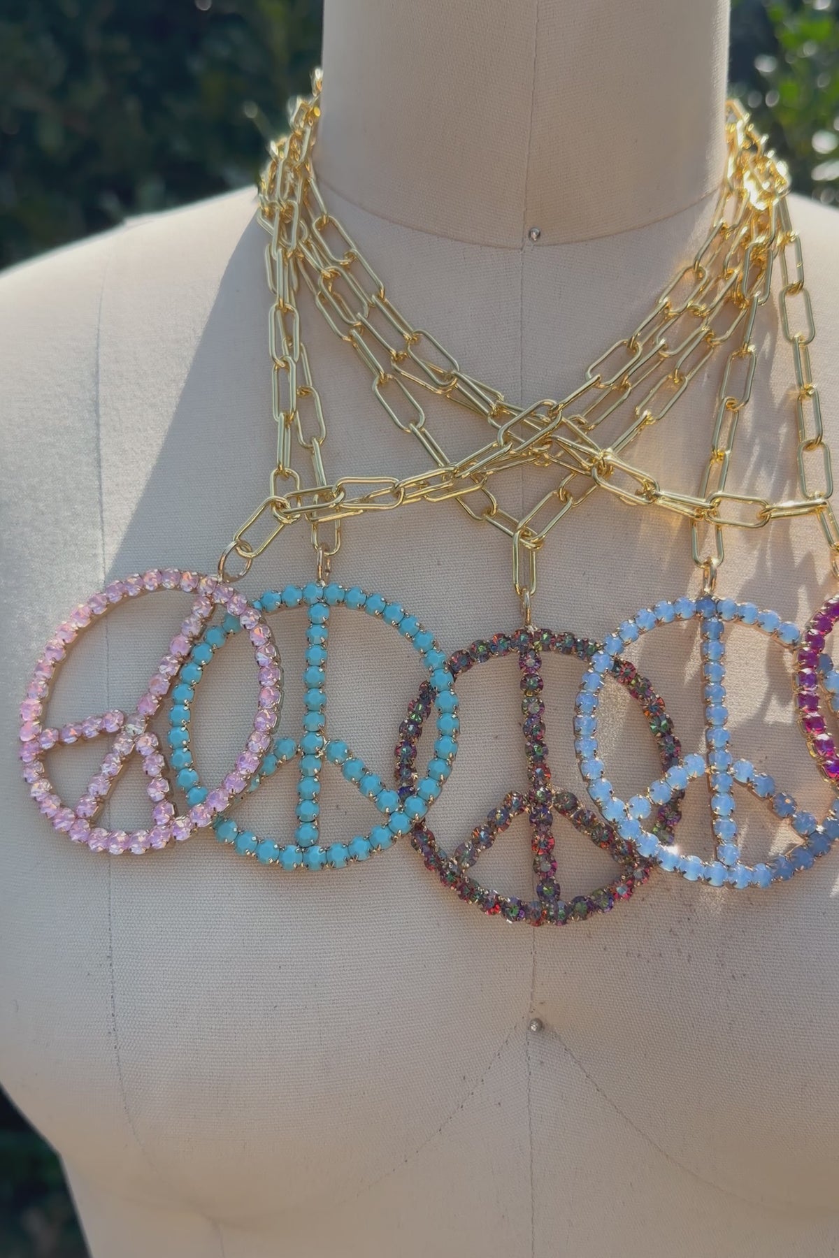 Final Sale - Peace in Pale Blue Gems Necklace