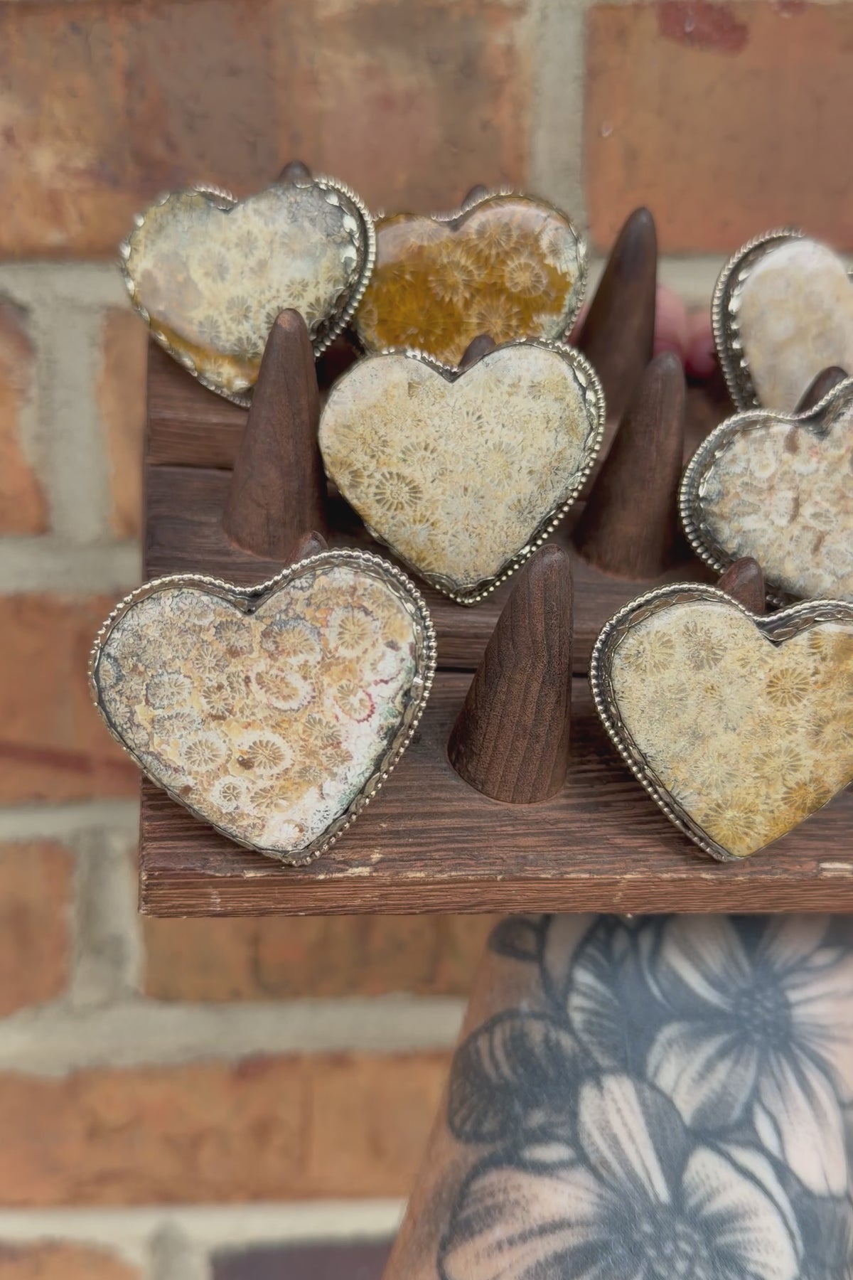 Fossilized Coral Heart Ring