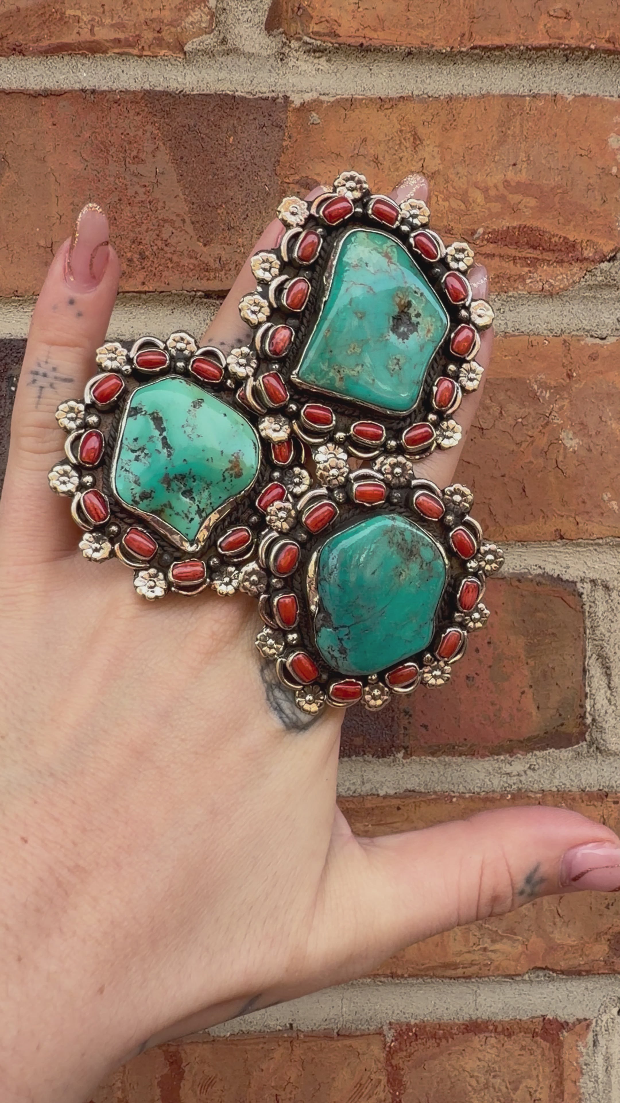 Chunky Turquoise & Carnelian Ring