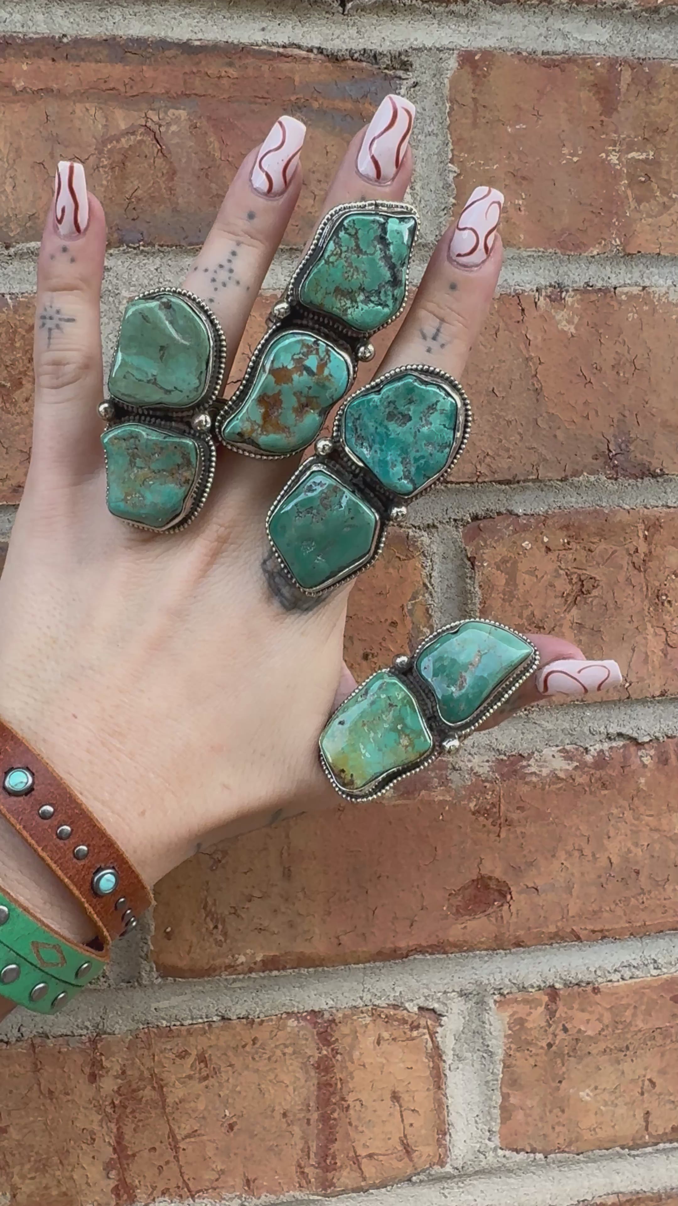 Chunky Turquoise Nugget Ring Set 2