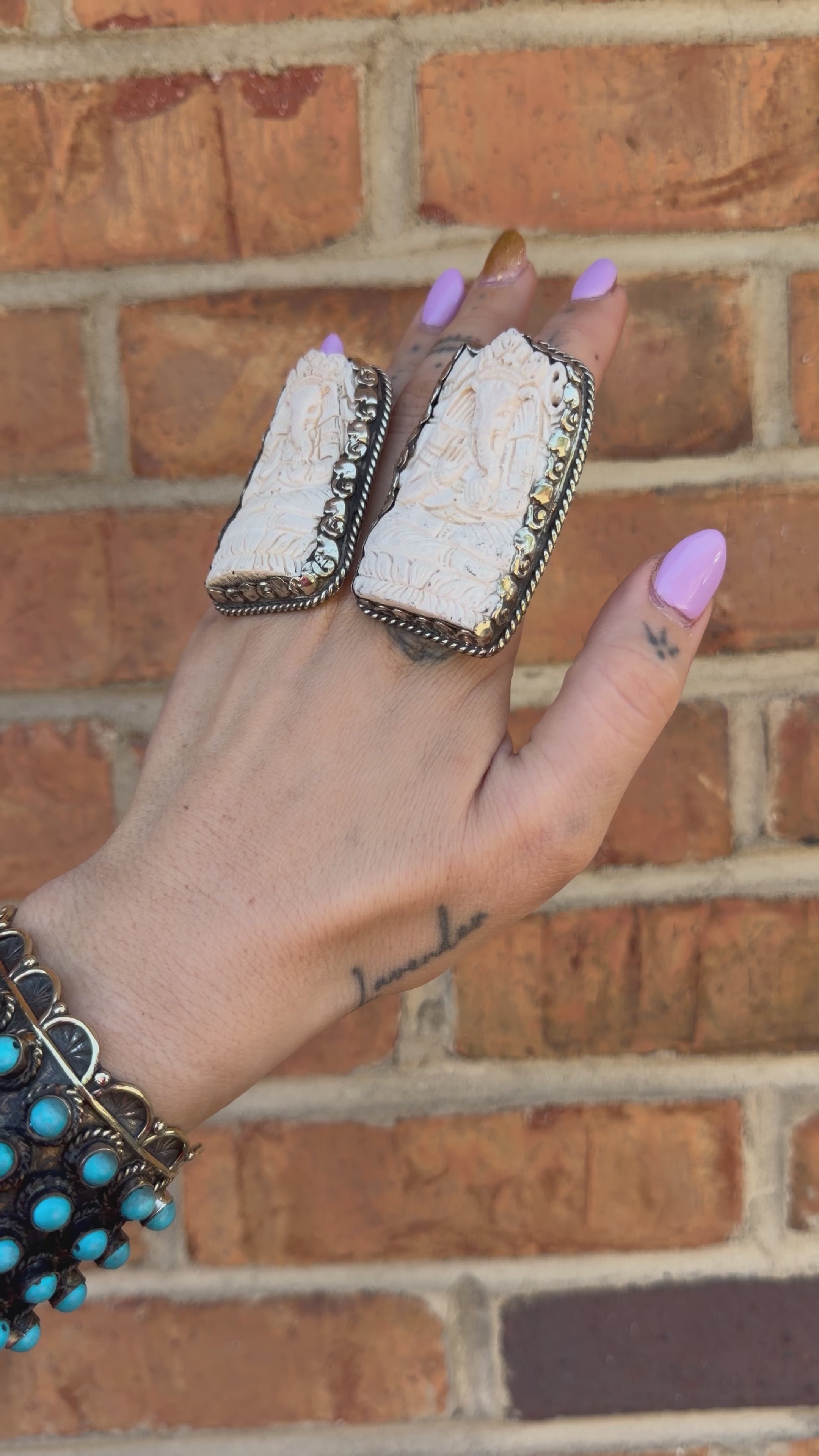 Deity Carved Statement Ring
