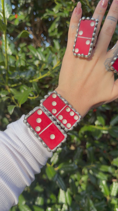 Bright Red Domino Ring or Cuff