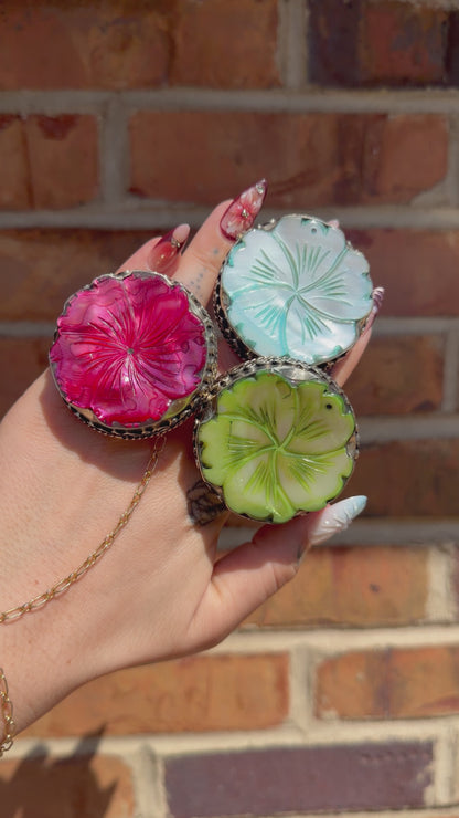 Watercolor Dreaming in Flowers Resin Shell Ring