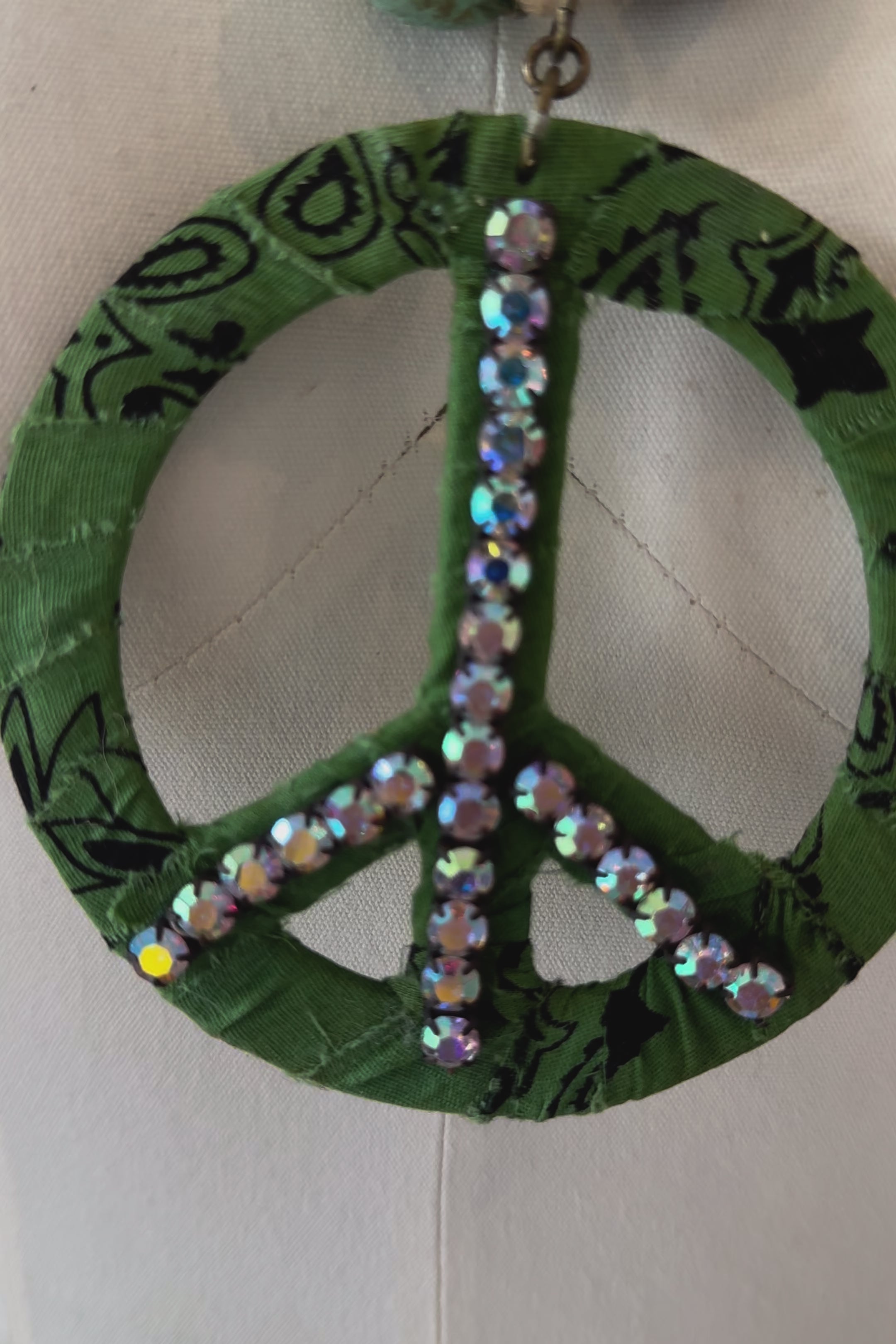 BIG Love Fabric Peace Sign Necklace