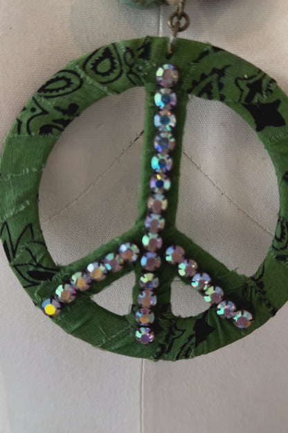 BIG Love Fabric Peace Sign Necklace