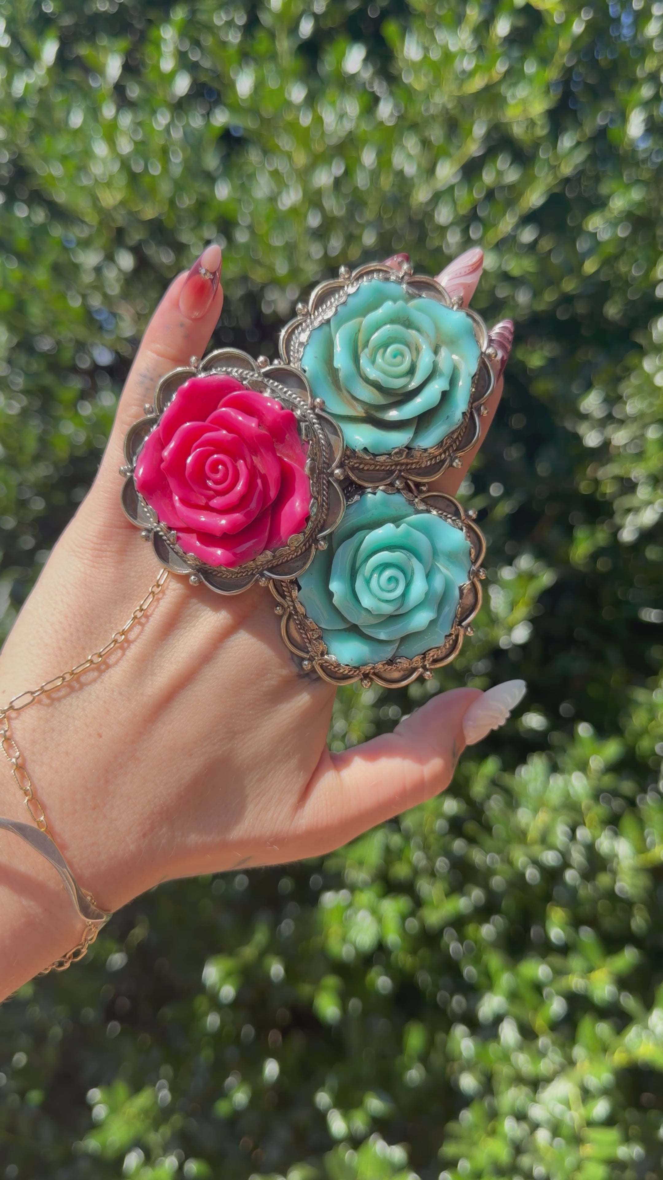 Roses for you Ring in Seafoam Blue