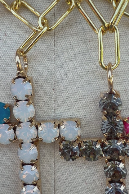 Cross Necklace in White Gems
